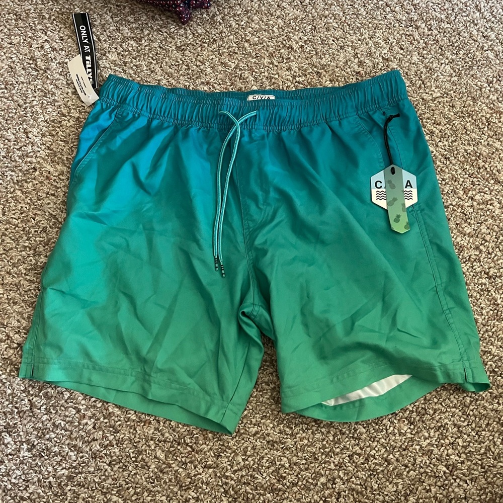 Onia Green Swim Trunks Quick-Dry Elastic Waist